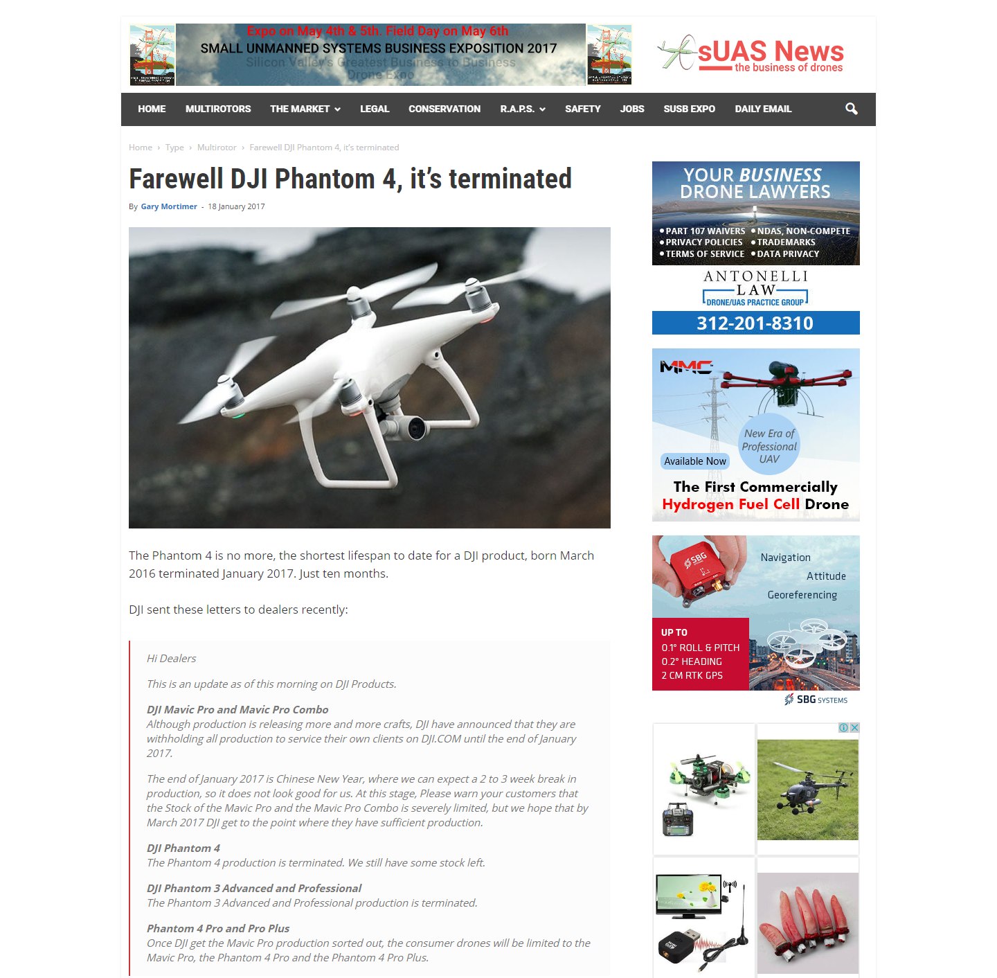sUAS News - Farewell Phantom 4