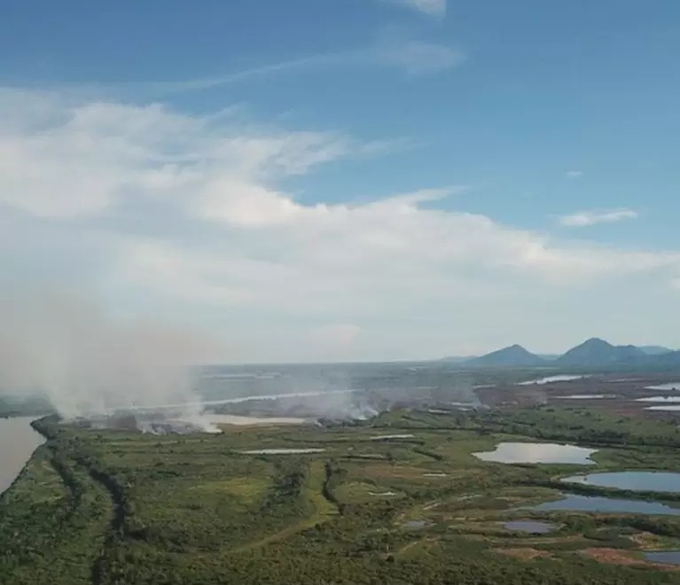 Foco de calor registrado nesta quarta-feira (7) durante monitoramento do IHP com ajuda de drone (Foto: IHP) - CREDITO: CAMPO GRANDE NEWS